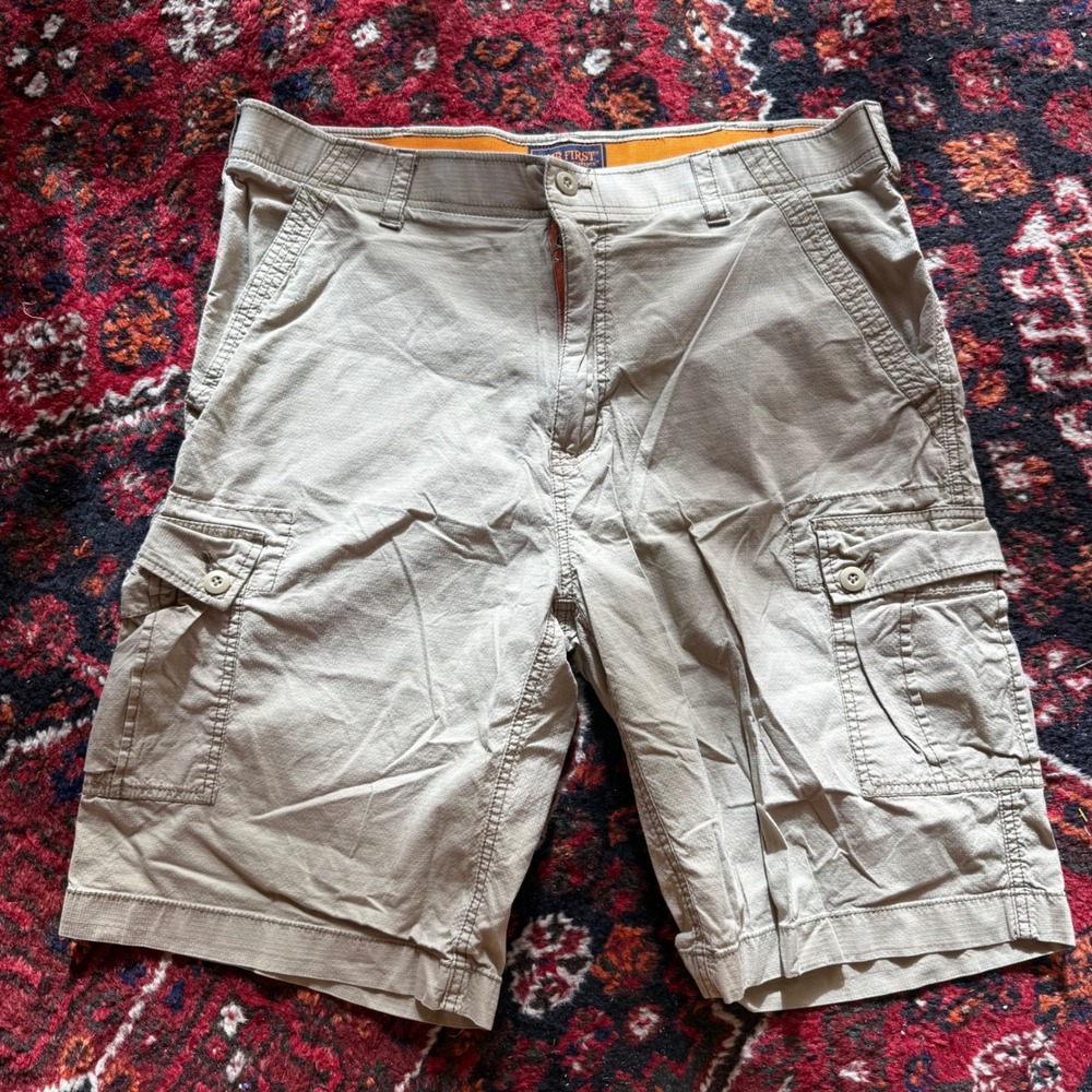 Wear First Cargo Shorts Mens 38 Khaki Ripstop Utility Outdoor Hiking Gorpcore